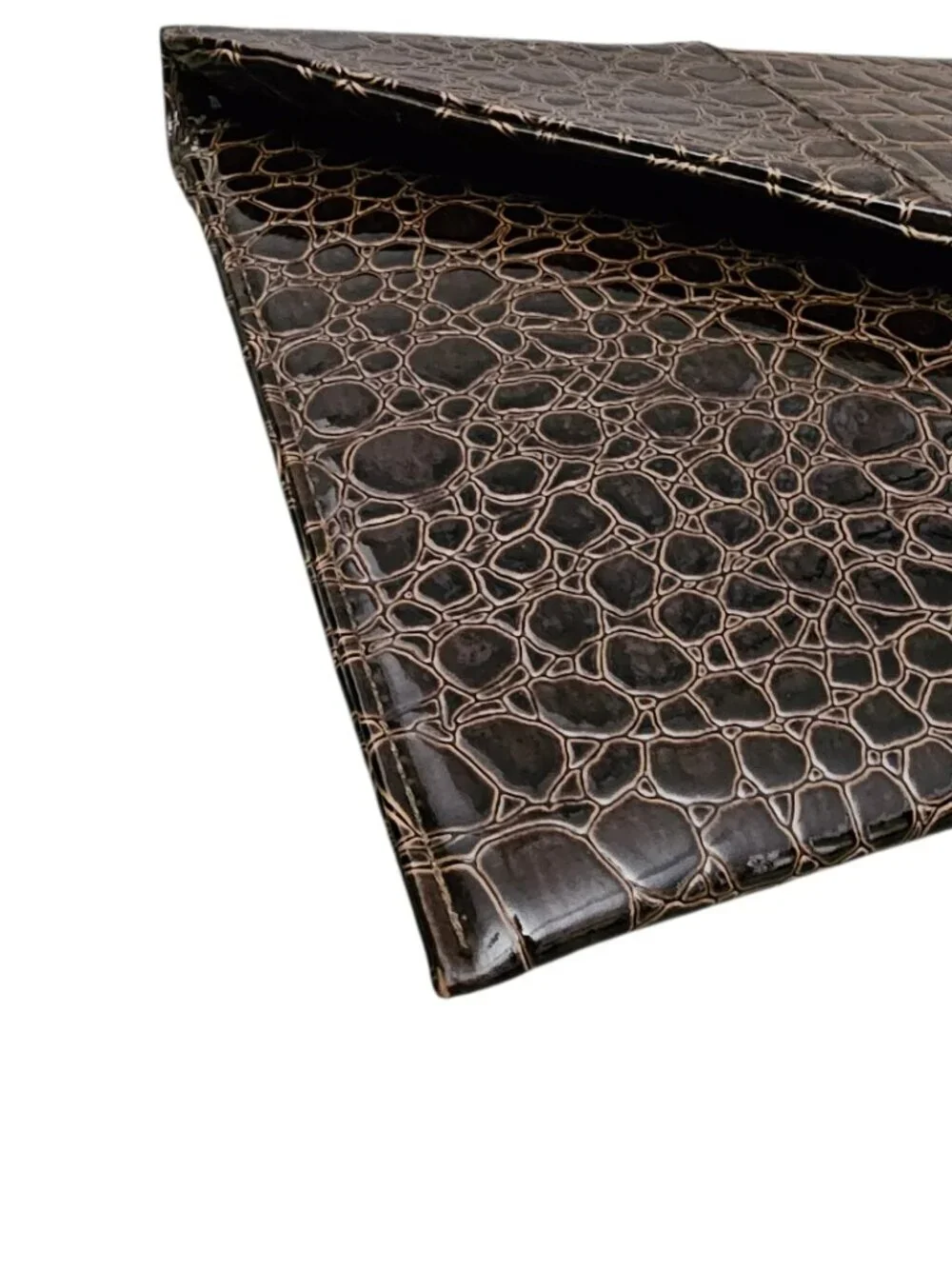 Cato New Envelope Clutch Croc Embossed Vegan Leather Large Brown Shoulder Bag